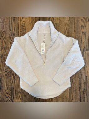 CALIA by Carrie Underwood Sherpa Half-Zip Pullover - Light Cream